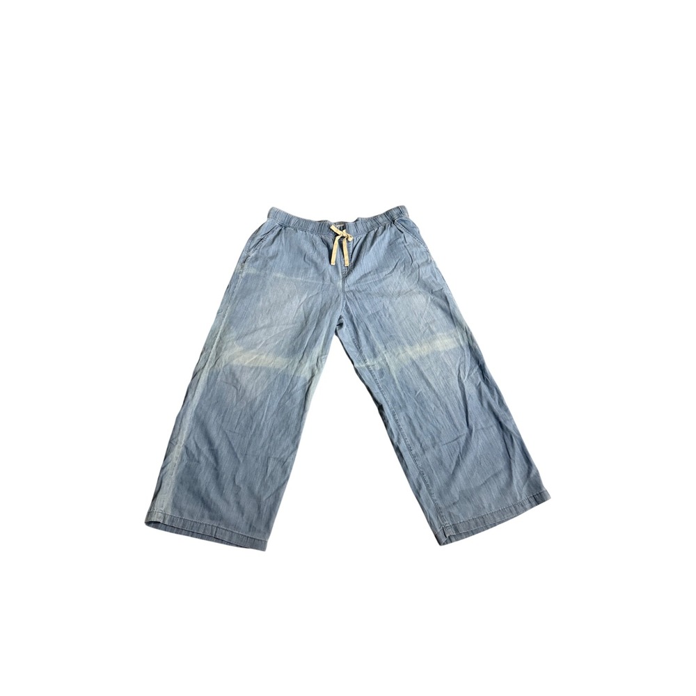491. Nine West Women's Relaxed Pants Light Blue Denim Distress Casual Wide Leg
